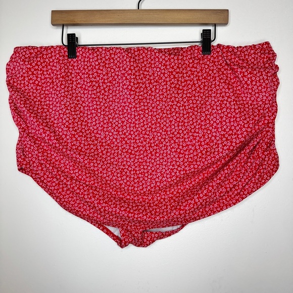 Other - Red Floral Swim Skirt White Ditsy Flower Print